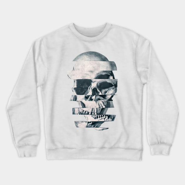 Glitch Skull Mono Crewneck Sweatshirt by aligulec